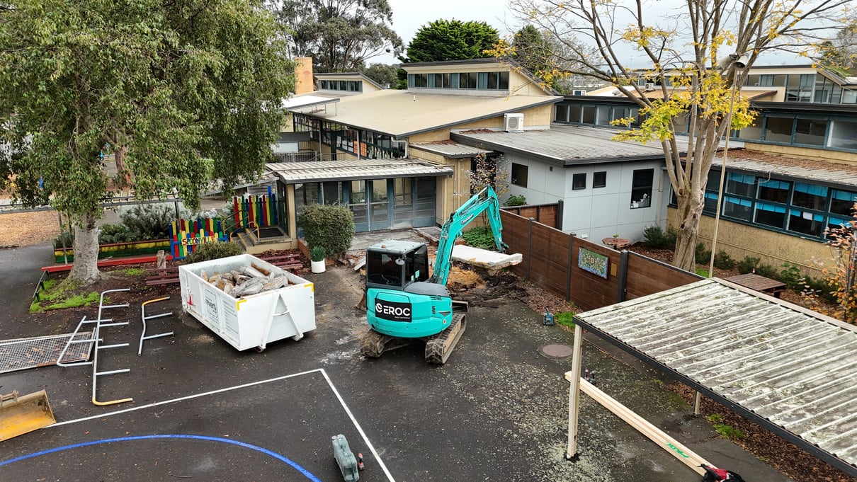 EROC construction works on a school site