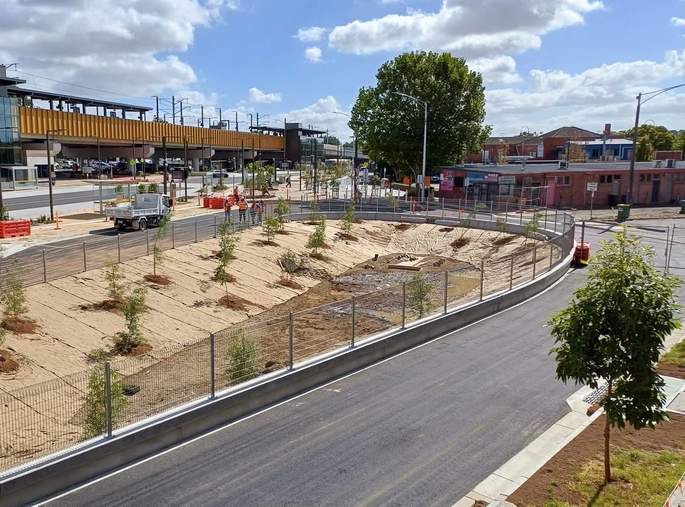 Finished landscaped median at Ringwood East